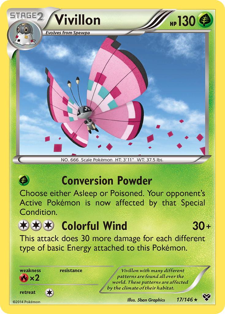 Vivillon (17/146) (Meadow Form/Pink Wings) [XY: Base Set] | Arkham Games and Comics