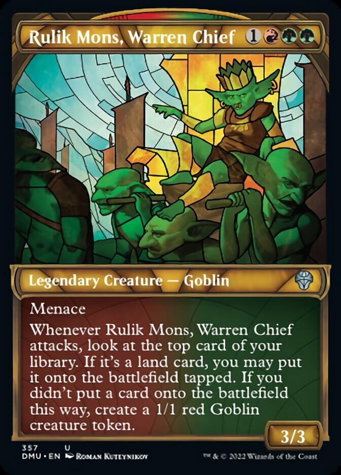 Rulik Mons, Warren Chief (Showcase Textured) [Dominaria United] | Arkham Games and Comics