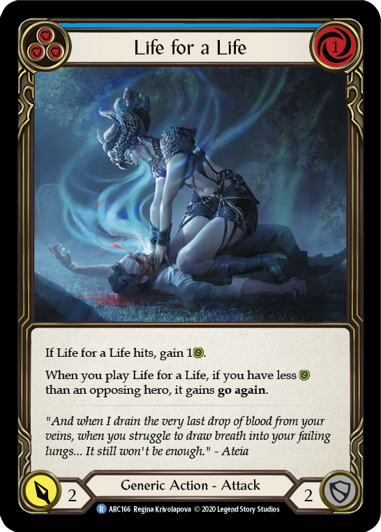 Life for a Life (Blue) [U-ARC166] (Arcane Rising Unlimited)  Unlimited Rainbow Foil | Arkham Games and Comics