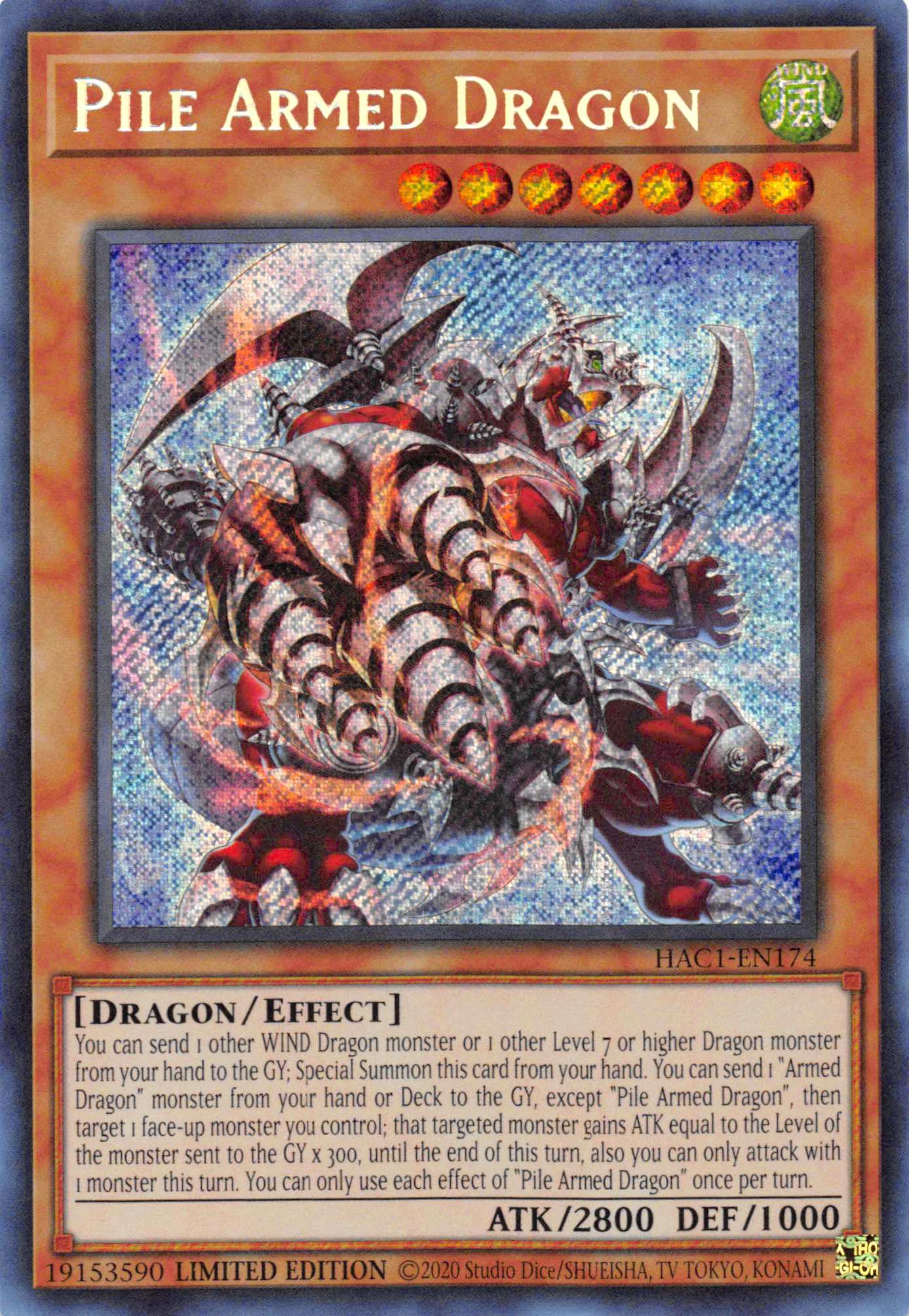 Pile Armed Dragon [HAC1-EN174] Secret Rare | Arkham Games and Comics