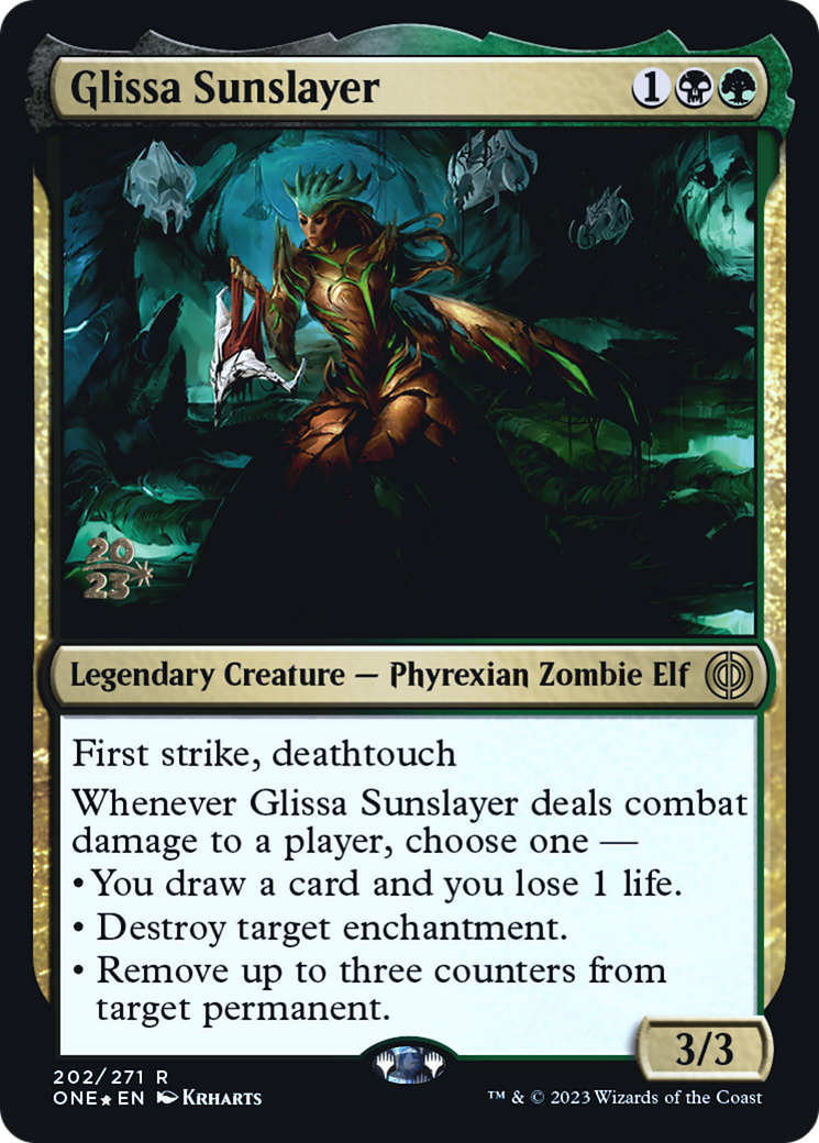 Glissa Sunslayer [Phyrexia: All Will Be One Prerelease Promos] | Arkham Games and Comics