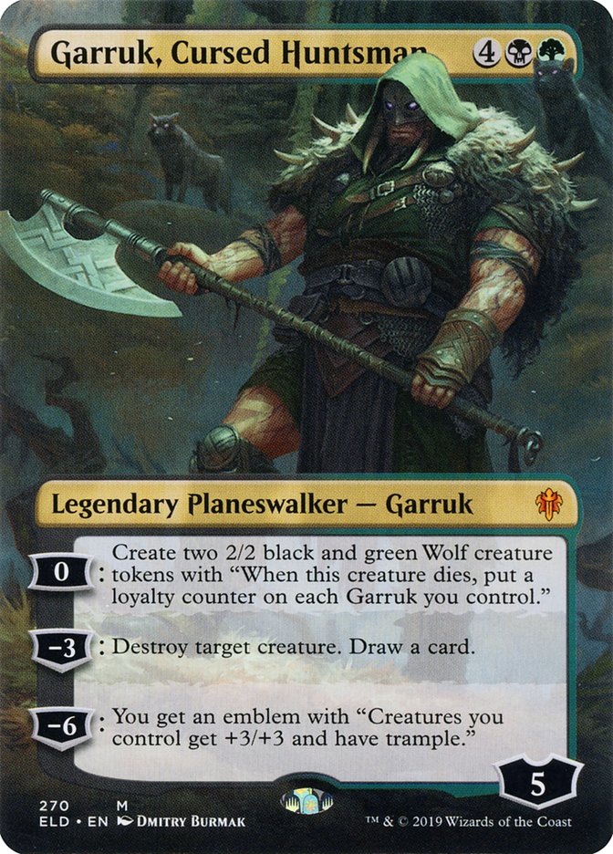 Garruk, Cursed Huntsman (Borderless) [Throne of Eldraine] | Arkham Games and Comics
