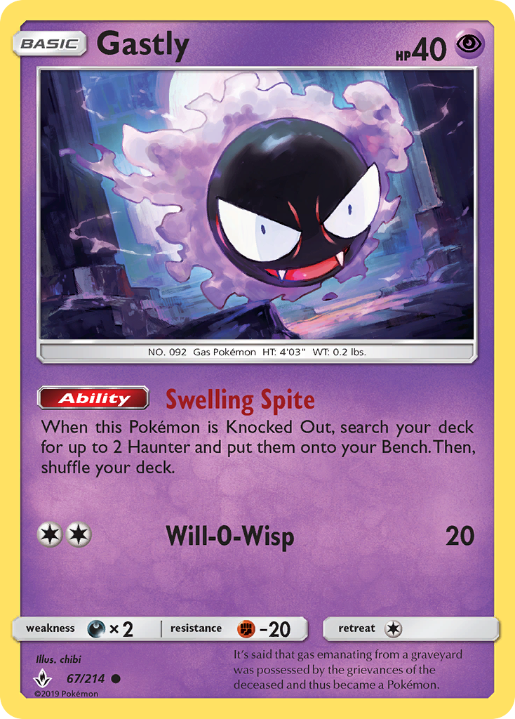 Gastly (67/214) [Sun & Moon: Unbroken Bonds] | Arkham Games and Comics