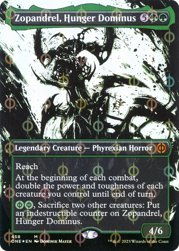 Zopandrel, Hunger Dominus (Borderless Ichor Step-and-Compleat Foil) [Phyrexia: All Will Be One] | Arkham Games and Comics