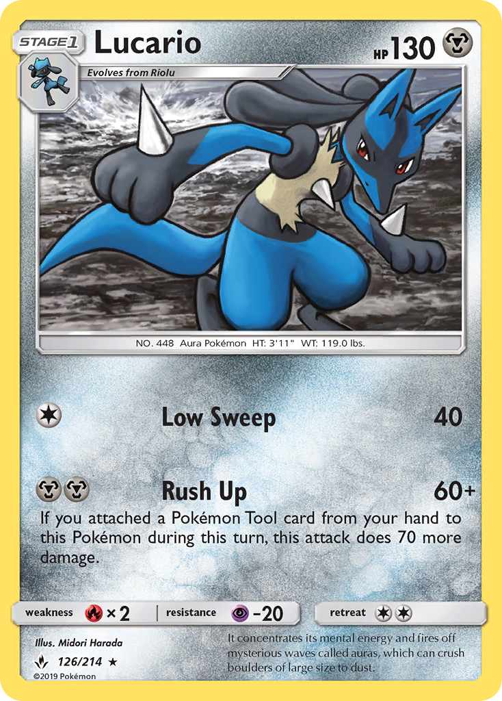 Lucario (126/214) [Sun & Moon: Unbroken Bonds] | Arkham Games and Comics