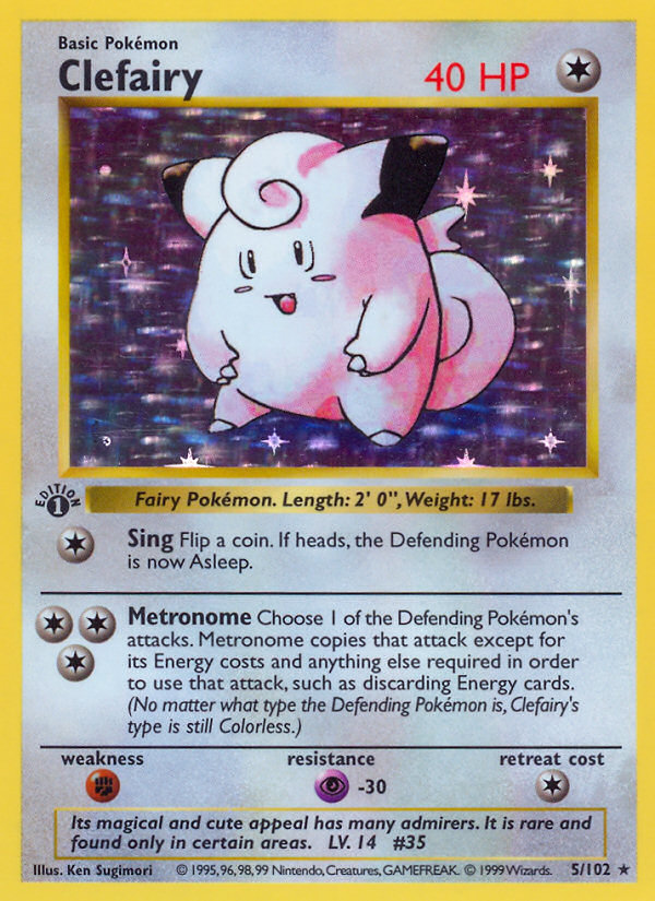 Clefairy (5/102) (Shadowless) [Base Set 1st Edition] | Arkham Games and Comics