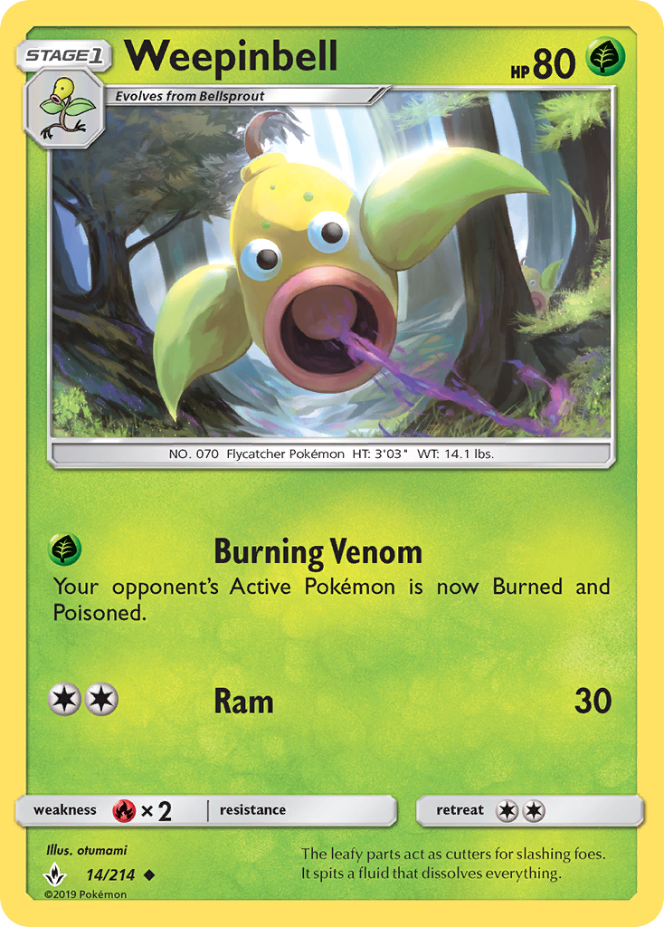 Weepinbell (14/214) [Sun & Moon: Unbroken Bonds] | Arkham Games and Comics