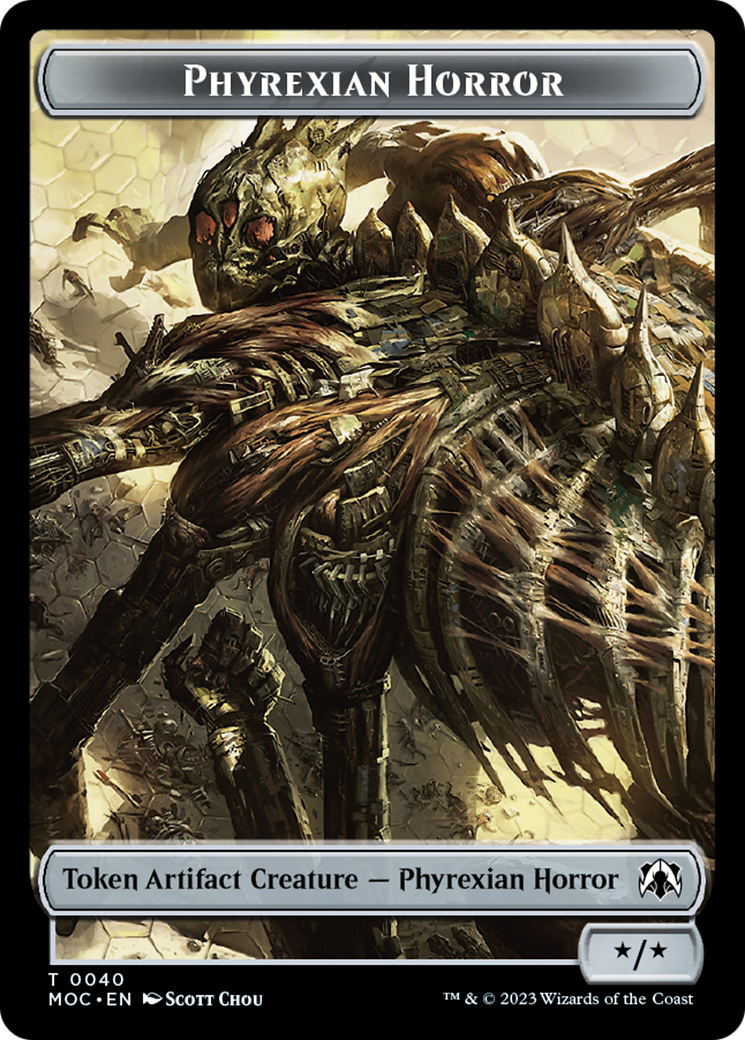 Phyrexian Golem // Phyrexian Horror Double-Sided Token [March of the Machine Commander Tokens] | Arkham Games and Comics