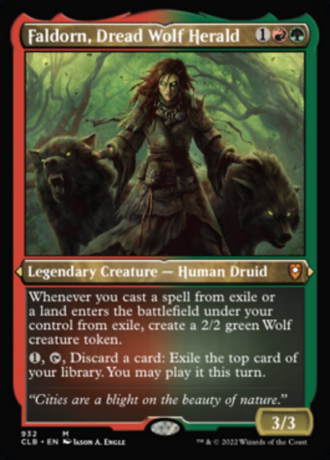 Faldorn, Dread Wolf Herald (Display Commander) (Foil Etched) [Commander Legends: Battle for Baldur's Gate] | Arkham Games and Comics