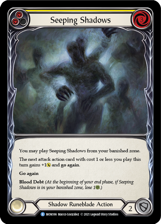 Seeping Shadows (Yellow) [MON166-RF] (Monarch)  1st Edition Rainbow Foil | Arkham Games and Comics