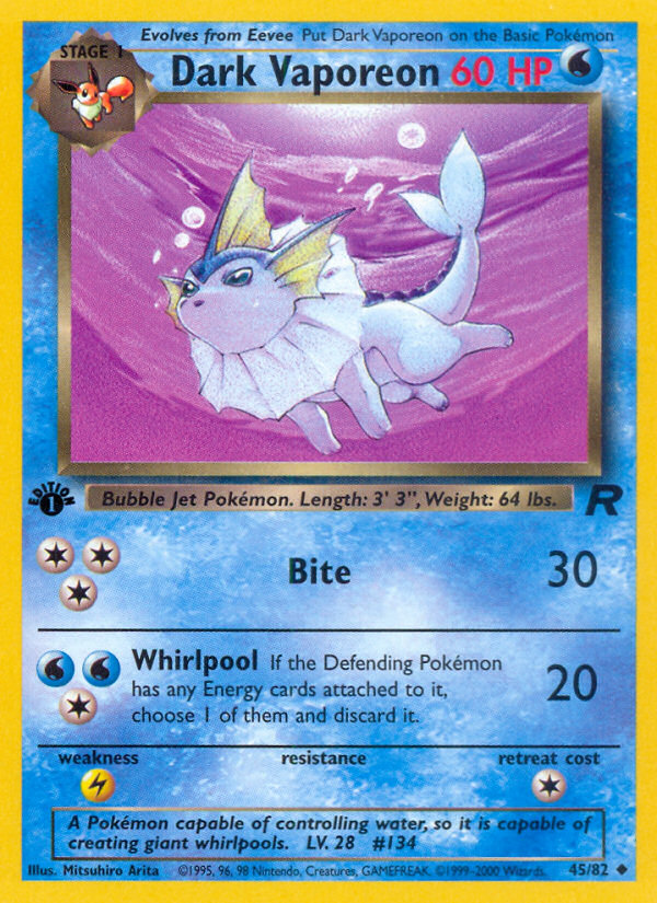 Dark Vaporeon (45/82) [Team Rocket 1st Edition] | Arkham Games and Comics