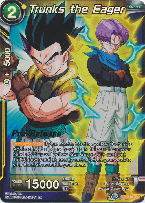 Trunks the Eager (BT10-109) [Rise of the Unison Warrior Prerelease Promos] | Arkham Games and Comics