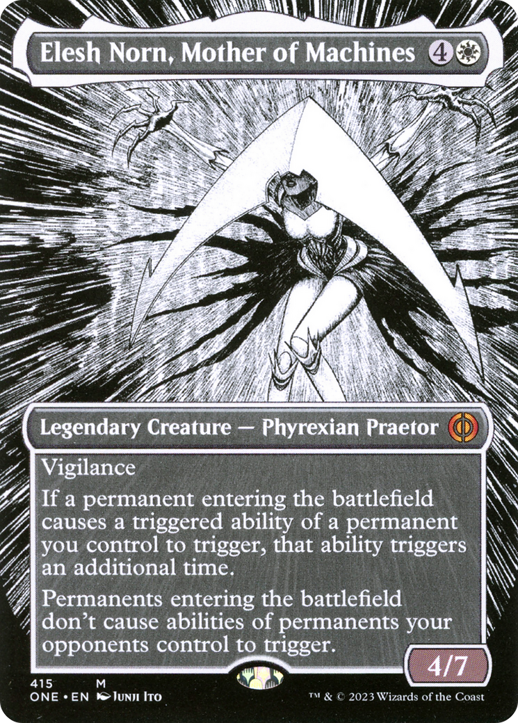 Elesh Norn, Mother of Machines (Borderless Manga) [Phyrexia: All Will Be One] | Arkham Games and Comics