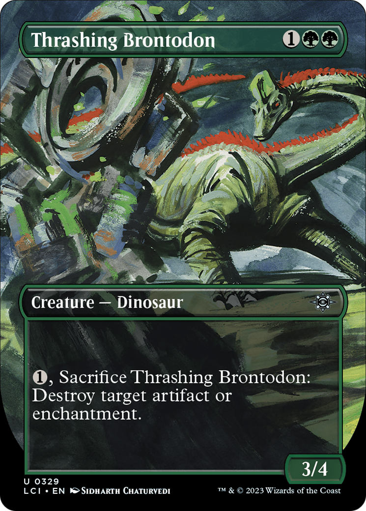 Thrashing Brontodon (Borderless) [The Lost Caverns of Ixalan] | Arkham Games and Comics