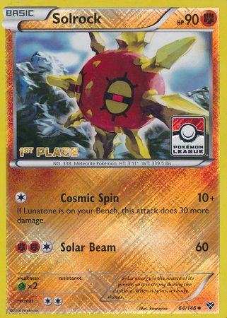 Solrock (64/146) (1st Place League Challenge Promo) [XY: Base Set] | Arkham Games and Comics