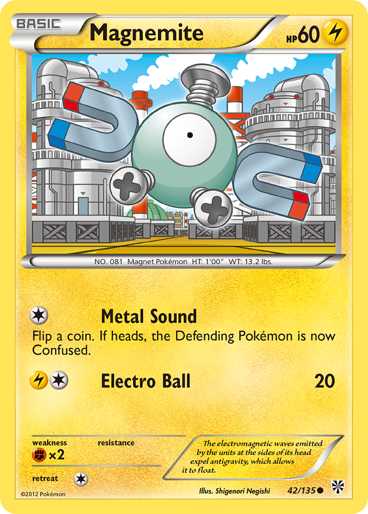 Magnemite (42/135) [Black & White: Plasma Storm] | Arkham Games and Comics