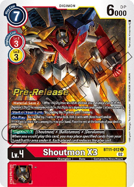 Shoutmon X3 [BT11-012] [Dimensional Phase Pre-Release Promos] | Arkham Games and Comics