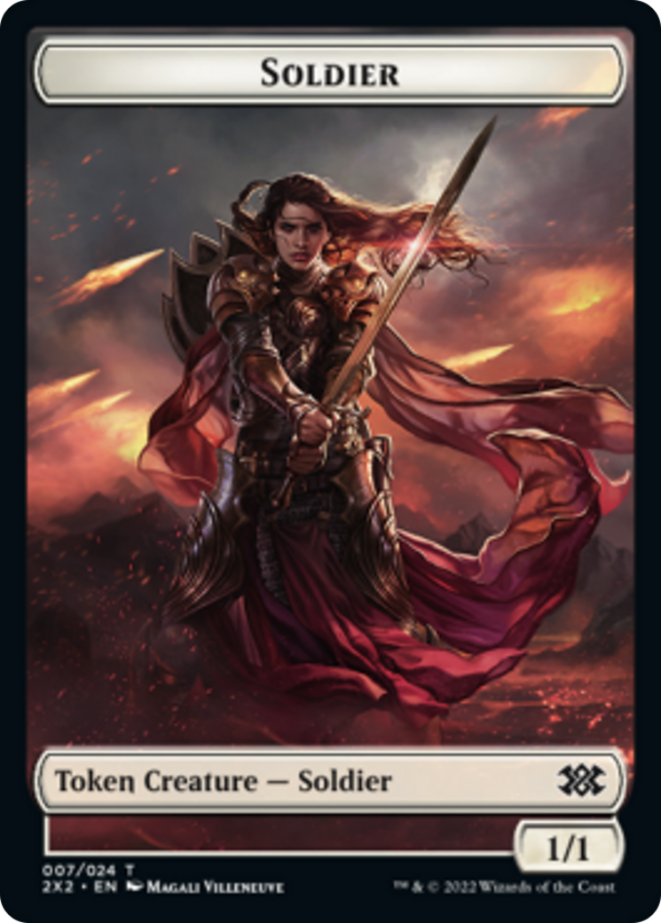 Cat Dragon // Soldier Double-sided Token [Double Masters 2022 Tokens] | Arkham Games and Comics