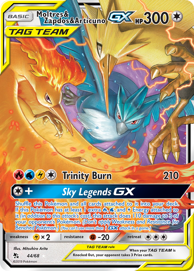 Moltres & Zapdos & Articuno GX (44/68) [Sun & Moon: Hidden Fates] | Arkham Games and Comics