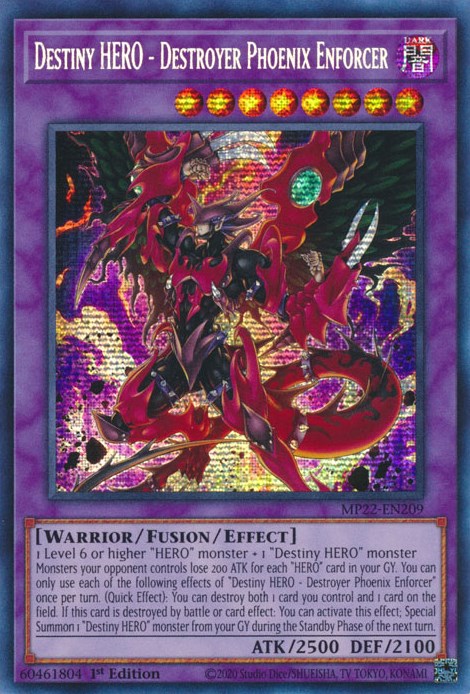 Destiny HERO - Destroyer Phoenix Enforcer [MP22-EN209] Prismatic Secret Rare | Arkham Games and Comics