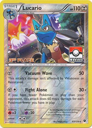 Lucario (63/124) (League Promo 3rd Place) [XY: Fates Collide] | Arkham Games and Comics