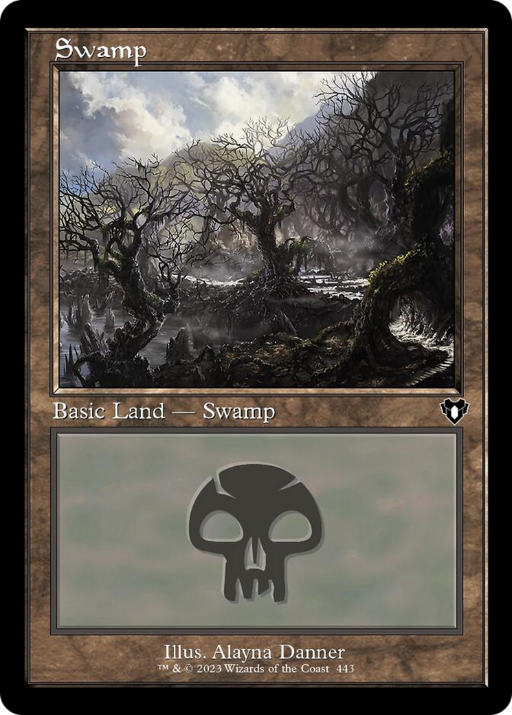 Swamp (443) (Retro) [Commander Masters] | Arkham Games and Comics