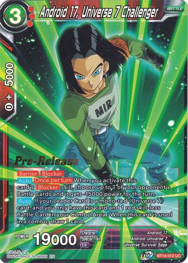 Android 17, Universe 7 Challenger (BT14-012) [Cross Spirits Prerelease Promos] | Arkham Games and Comics