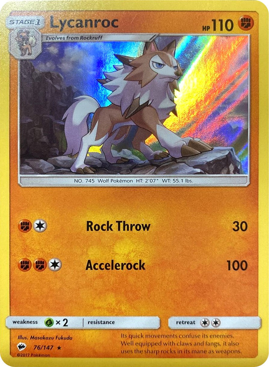 Lycanroc (76/147) (Water Web Holo) [Sun & Moon: Burning Shadows] | Arkham Games and Comics