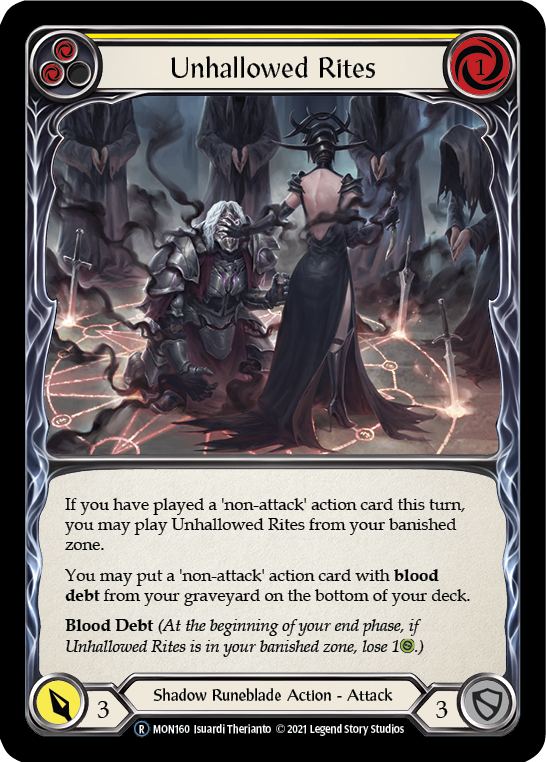 Unhallowed Rites (Yellow) [U-MON160-RF] (Monarch Unlimited)  Unlimited Rainbow Foil | Arkham Games and Comics