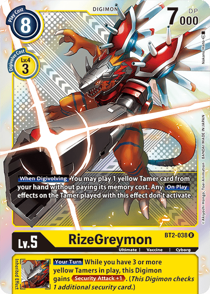 RizeGreymon [BT2-038] (Premium Pack) [Release Special Booster Ver.1.5] | Arkham Games and Comics