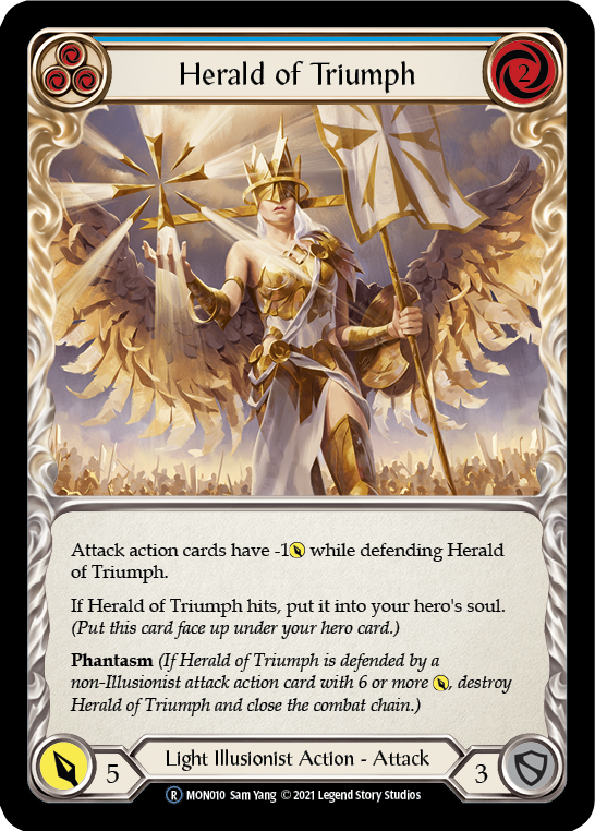 Herald of Triumph (Blue) [U-MON010-RF] (Monarch Unlimited)  Unlimited Rainbow Foil | Arkham Games and Comics