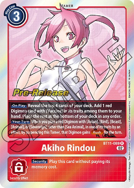 Akiho Rindou [BT11-089] [Dimensional Phase Pre-Release Promos] | Arkham Games and Comics