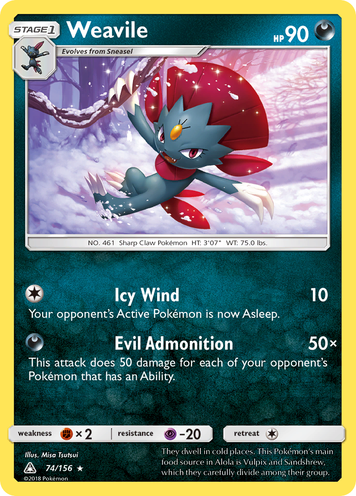 Weavile (74/156) [Sun & Moon: Ultra Prism] | Arkham Games and Comics