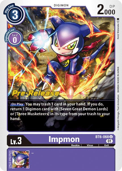 Impmon [BT6-068] [Double Diamond Pre-Release Cards] | Arkham Games and Comics