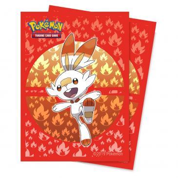 Sword and Shield Galar Starters Scorbunny Deck Protector sleeve 65ct for Pokémon | Arkham Games and Comics