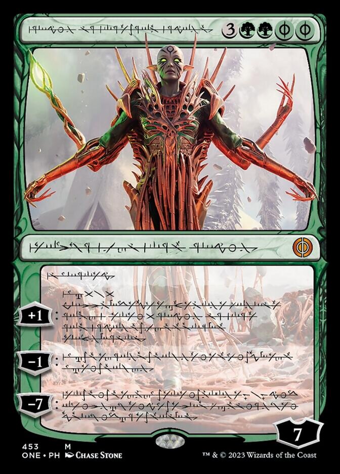 Nissa, Ascended Animist (Phyrexian Step-and-Compleat Foil) [Phyrexia: All Will Be One] | Arkham Games and Comics