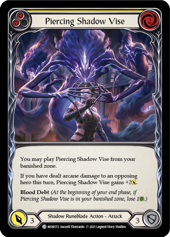 Piercing Shadow Vise (Yellow) [MON172-RF] (Monarch)  1st Edition Rainbow Foil | Arkham Games and Comics