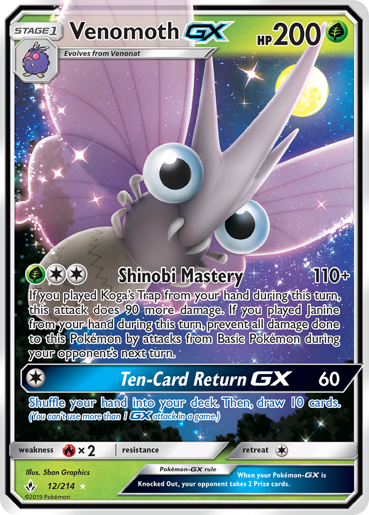 Venomoth GX (12/214) [Sun & Moon: Unbroken Bonds] | Arkham Games and Comics