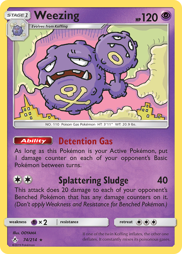 Weezing (74/214) [Sun & Moon: Unbroken Bonds] | Arkham Games and Comics