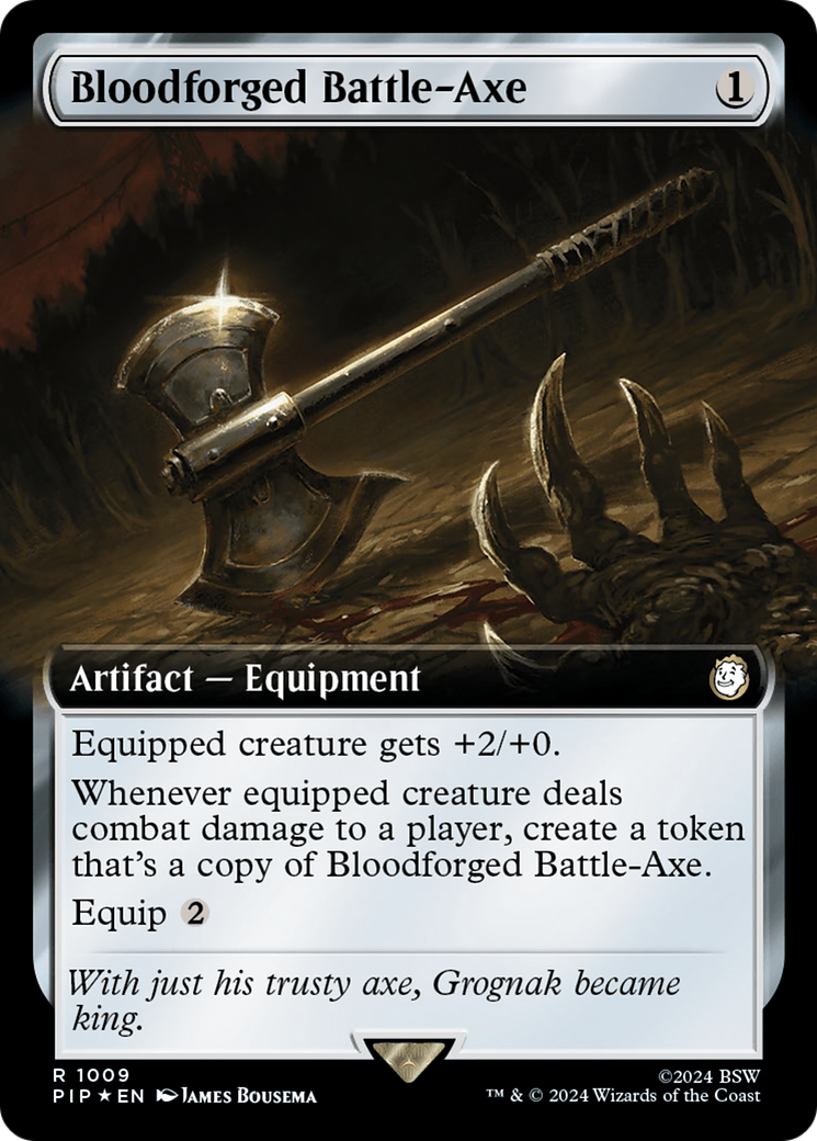 Bloodforged Battle-Axe (Extended Art) (Surge Foil) [Fallout] | Arkham Games and Comics