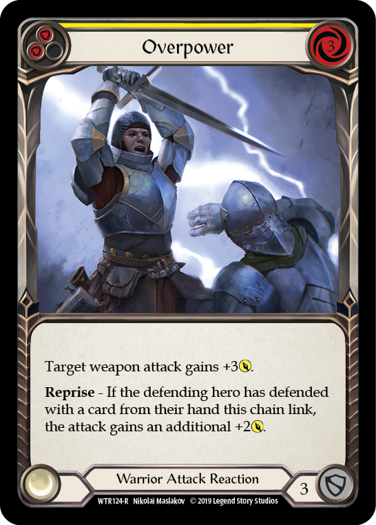 Overpower (Yellow) [WTR124-R] (Welcome to Rathe)  Alpha Print Rainbow Foil | Arkham Games and Comics