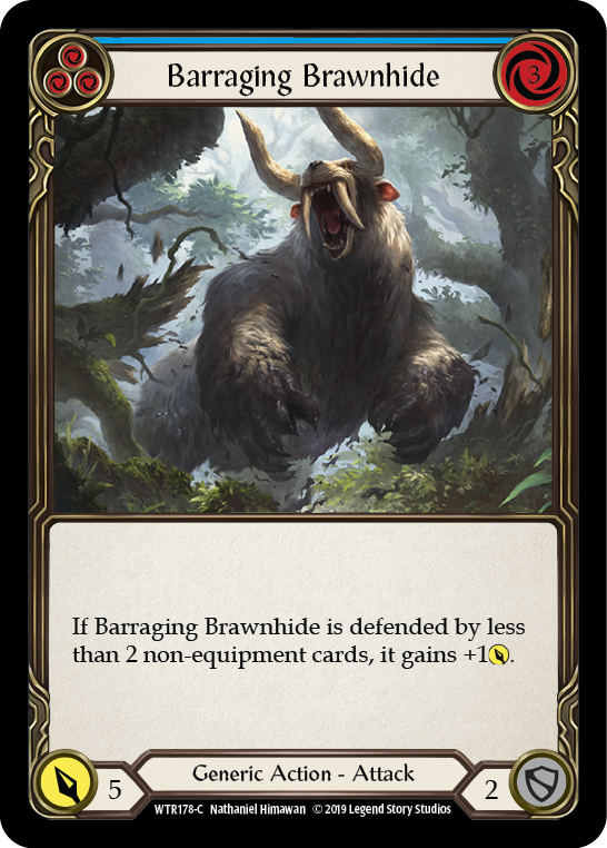 Barraging Brawnhide (Blue) [WTR178-C] (Welcome to Rathe)  Alpha Print Rainbow Foil | Arkham Games and Comics