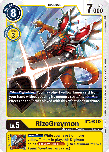 RizeGreymon [BT2-038] (Tournament Pack) [Release Special Booster Ver.1.5 Promos] | Arkham Games and Comics