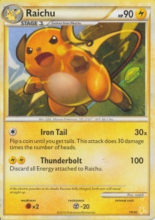 Raichu (19/30) [HeartGold & SoulSilver: Trainer Kit - Raichu] | Arkham Games and Comics