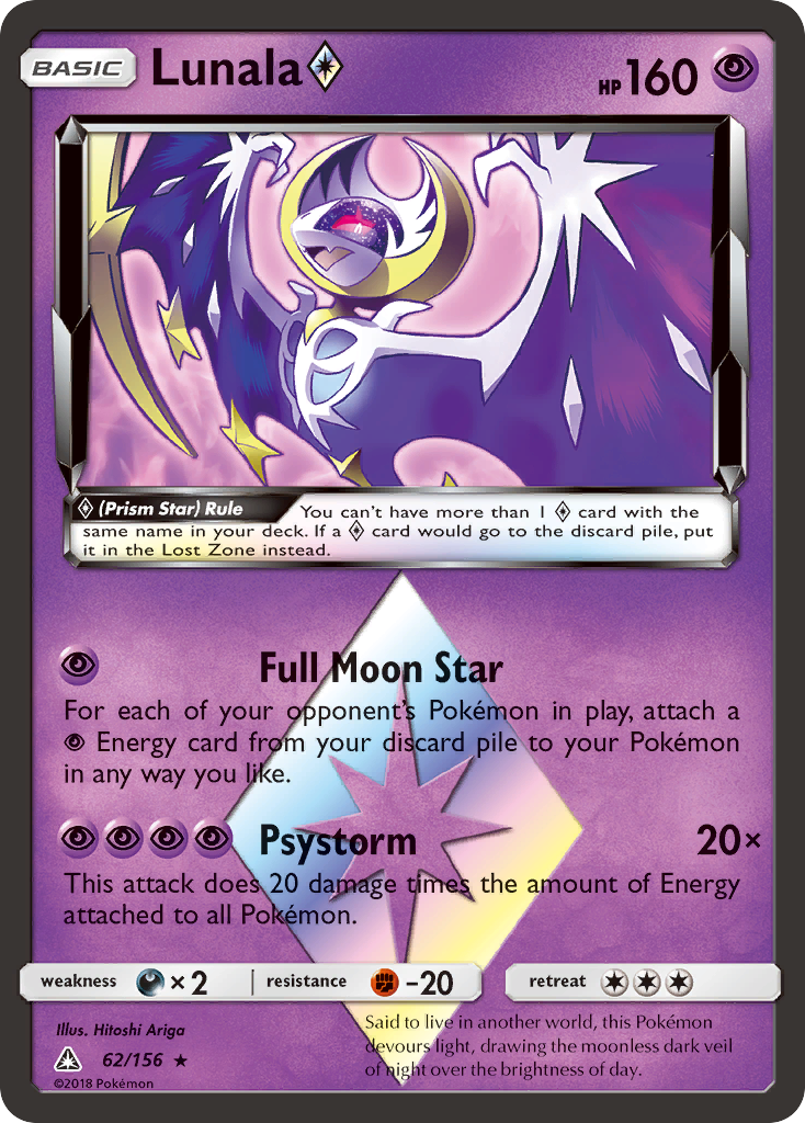 Lunala (62/156) (Prism Star) [Sun & Moon: Ultra Prism] | Arkham Games and Comics