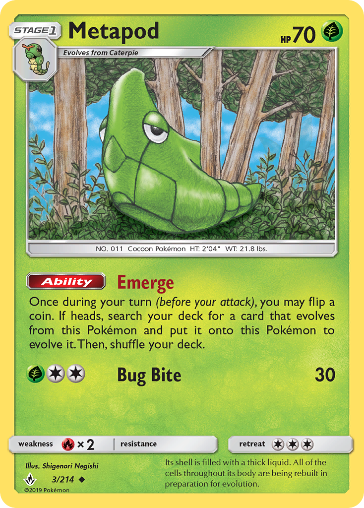 Metapod (3/214) [Sun & Moon: Unbroken Bonds] | Arkham Games and Comics