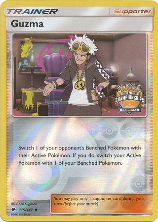 Guzma (115/147) (League Promo) (Staff) [Sun & Moon: Burning Shadows] | Arkham Games and Comics