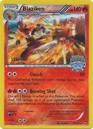 Blaziken (14/111) (Staff National Championship Promo) [XY: Furious Fists] | Arkham Games and Comics