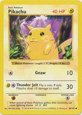 Pikachu (58/102) [Base Set Shadowless Unlimited] | Arkham Games and Comics