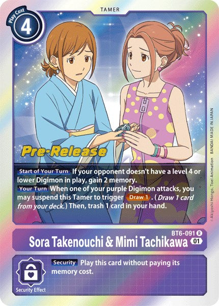 Sora Takenouchi & Mimi Tachikawa [BT6-091] [Double Diamond Pre-Release Cards] | Arkham Games and Comics